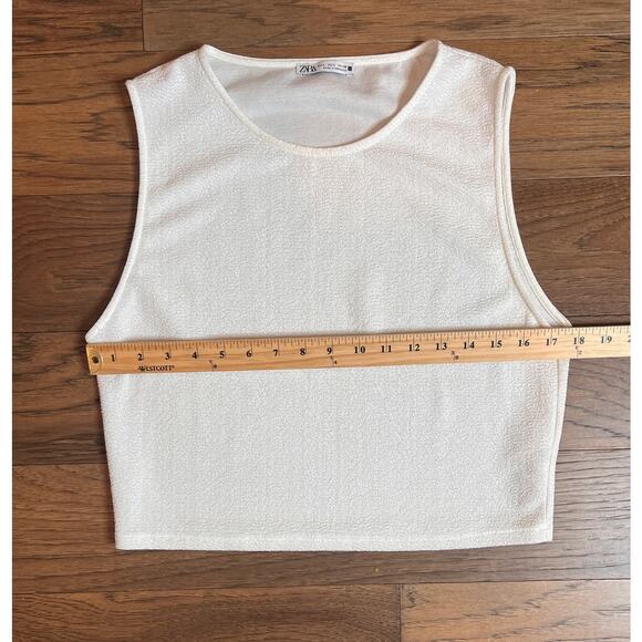 Zara Women's Patterned Sleeveless White Tank Size Large - Picture 3 of 7